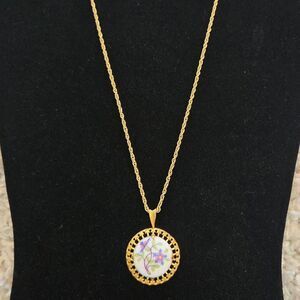 Vintage Royal Worcester Fine Bone China Pendant Necklace Made in England
